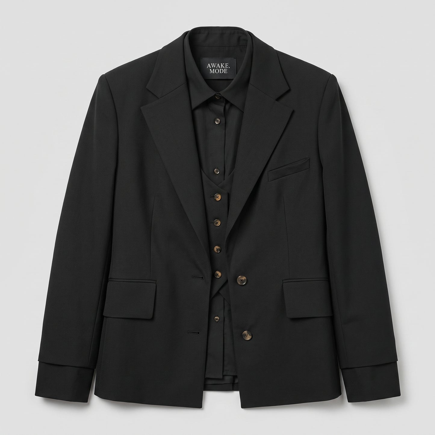 Tailored Layered Black Blazer
