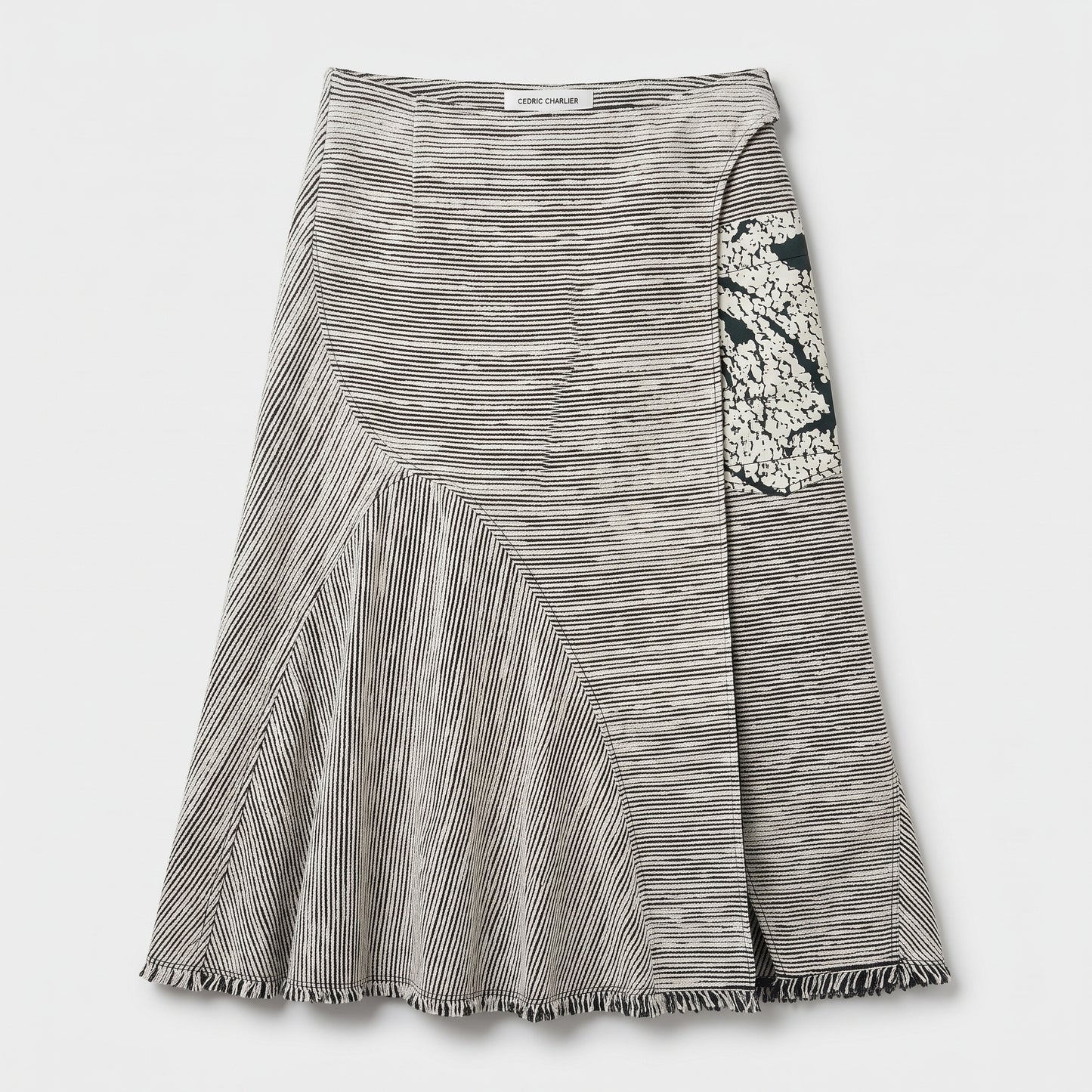 Abstract Striped Asymmetric A-Line Skirt