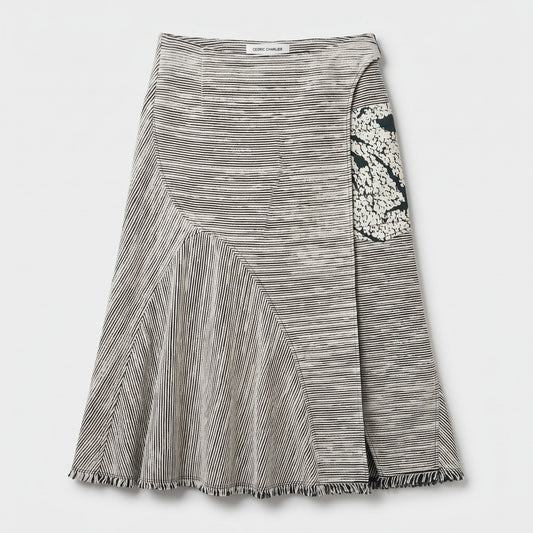 Abstract Striped Asymmetric A-Line Skirt