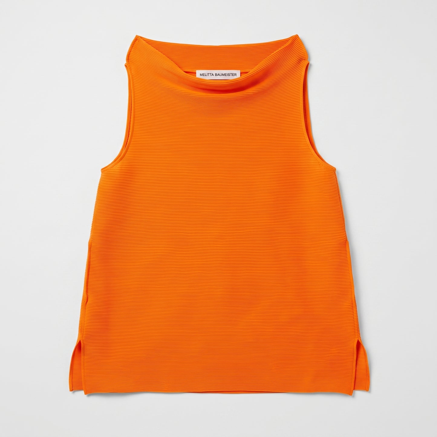 Orange Pleated Sleeveless Top