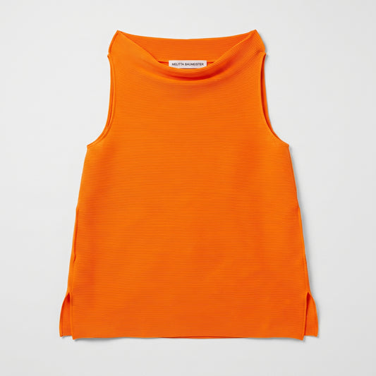 Orange Pleated Sleeveless Top