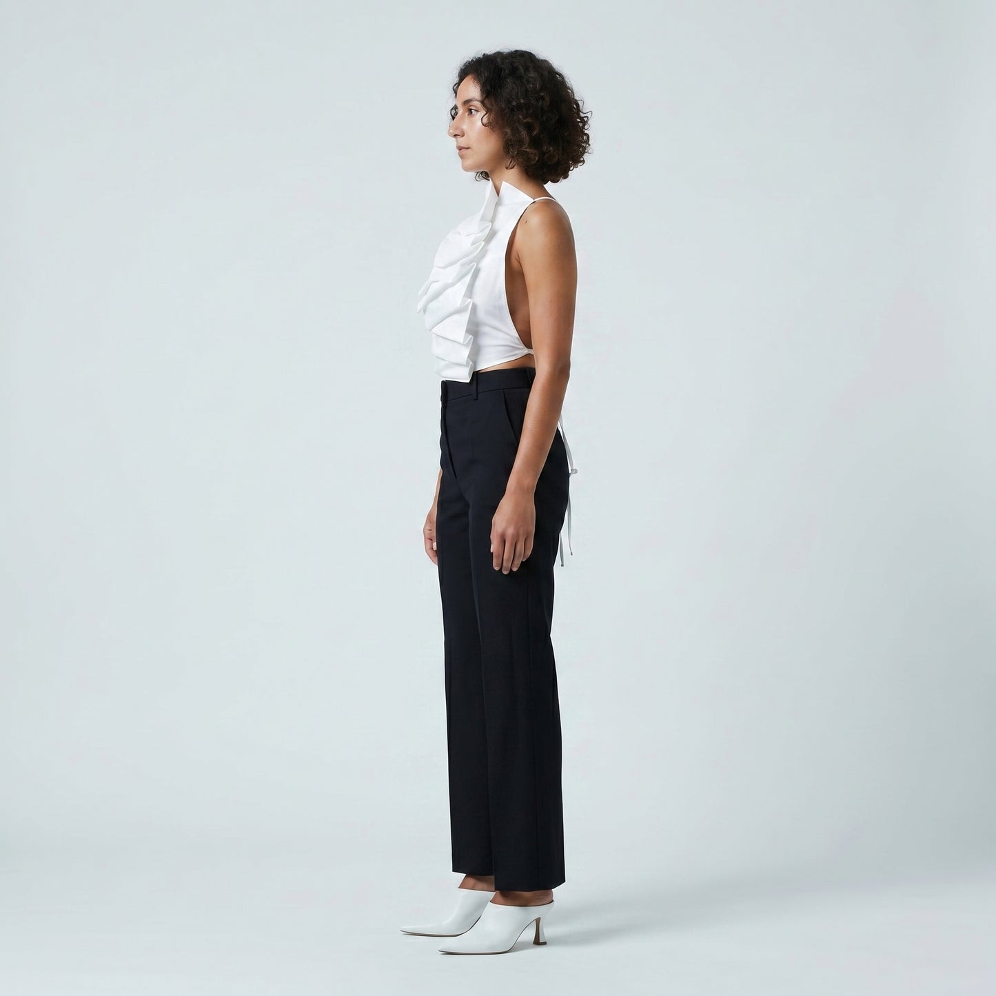 Asymmetric Pleated Tie-Detail Vest