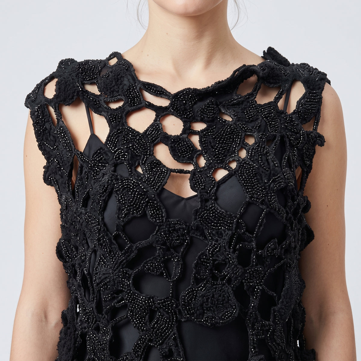 Embellished Floral Appliqué Sleeveless Top
