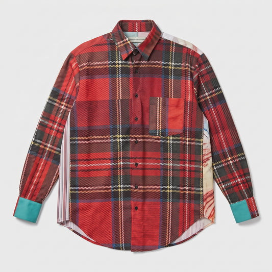 Patchwork Tartan Button Down Shirt