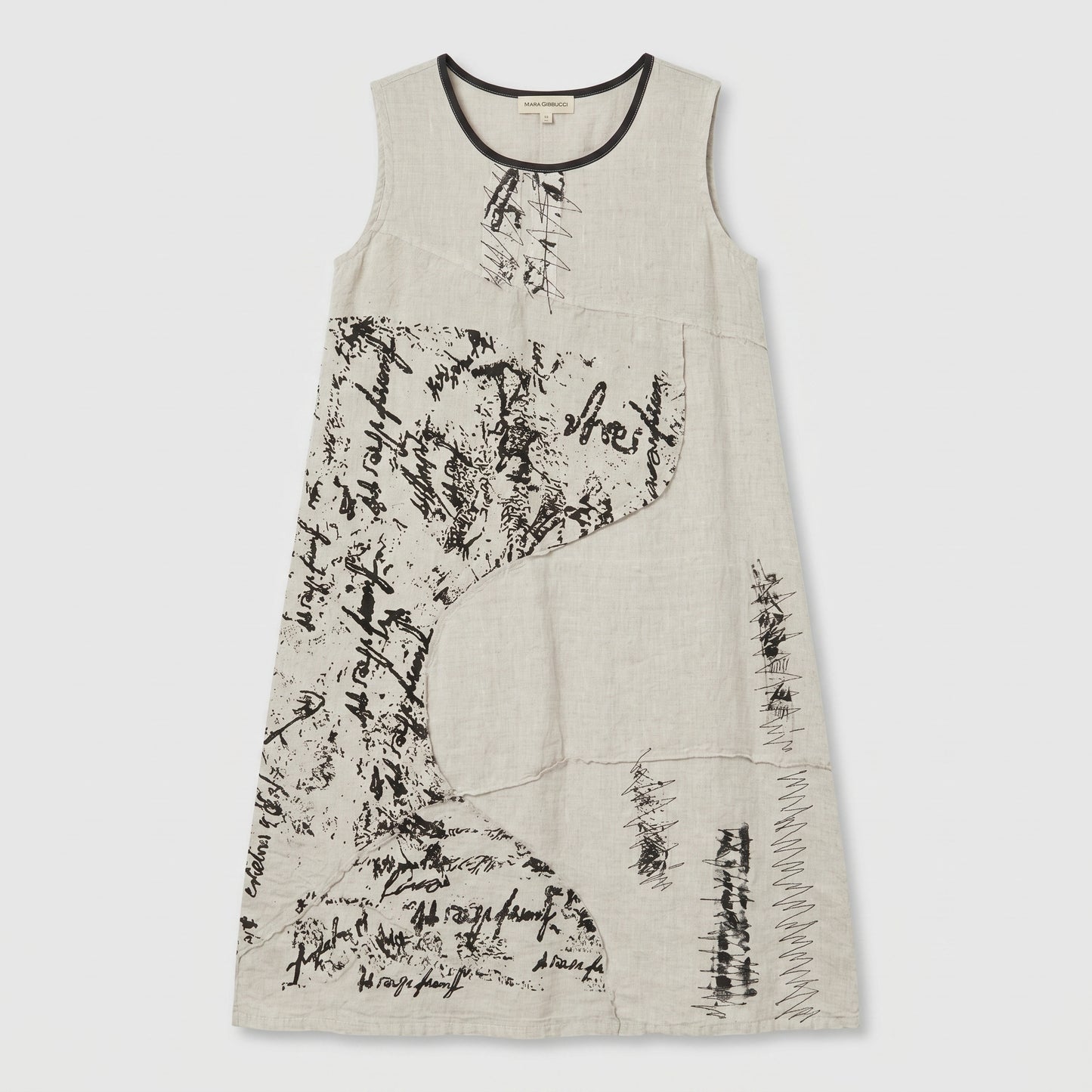 Abstract Print Linen Shift Dress