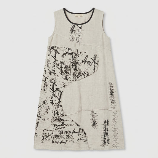 Abstract Print Linen Shift Dress