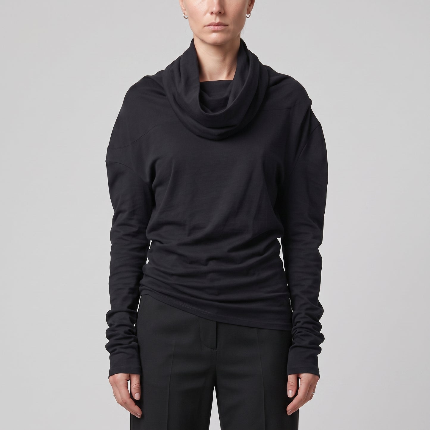 Draped Neck Long Sleeve Top