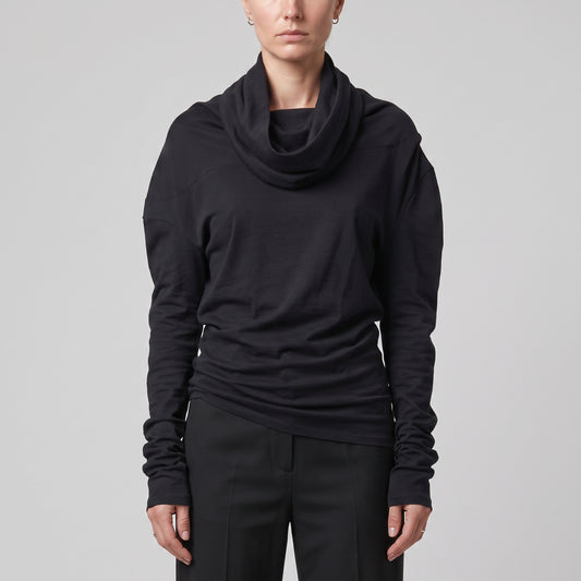 Draped Neck Long Sleeve Top