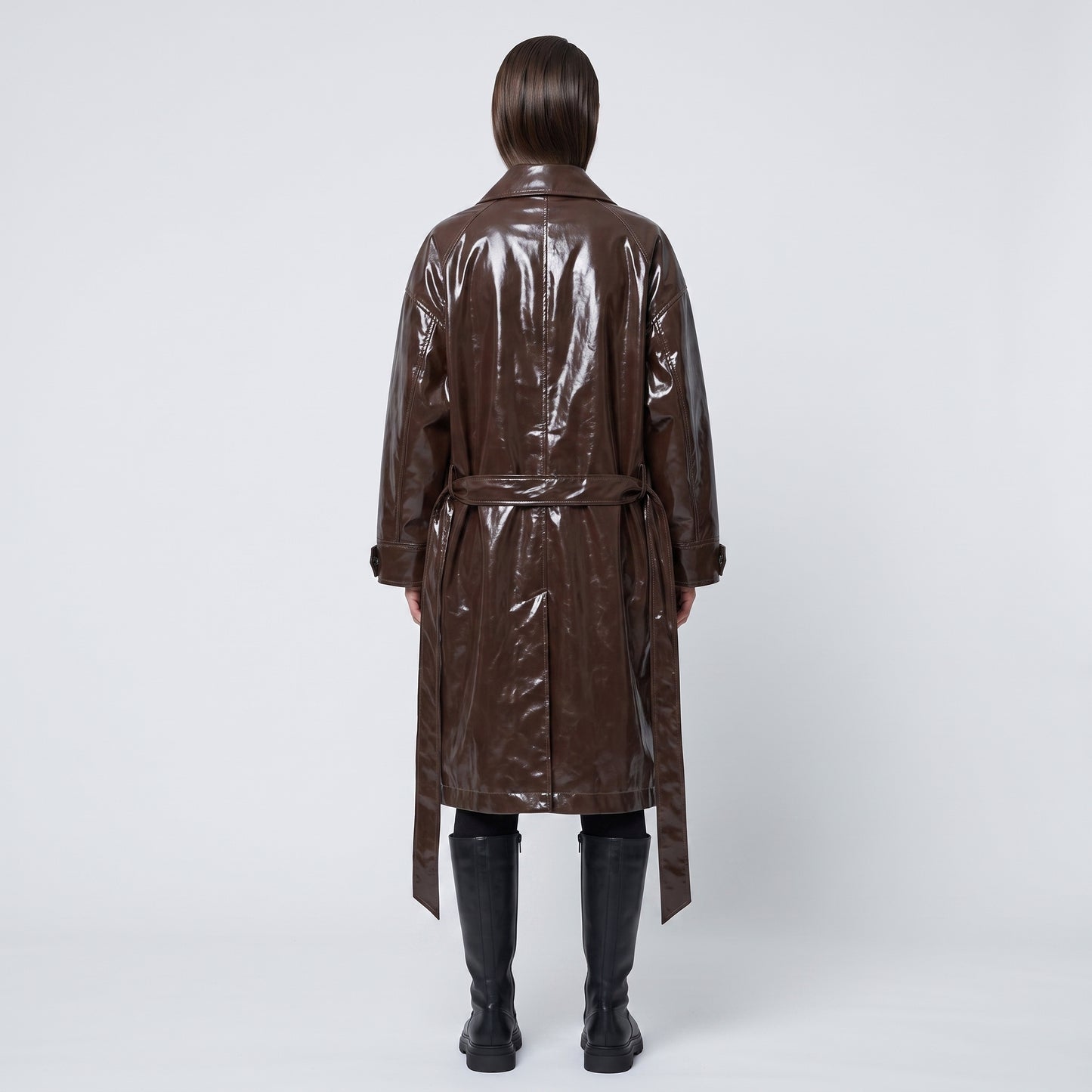 Glossy Chocolate Patent Coat