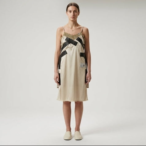 Graphic Lace Trim Slip Dress
