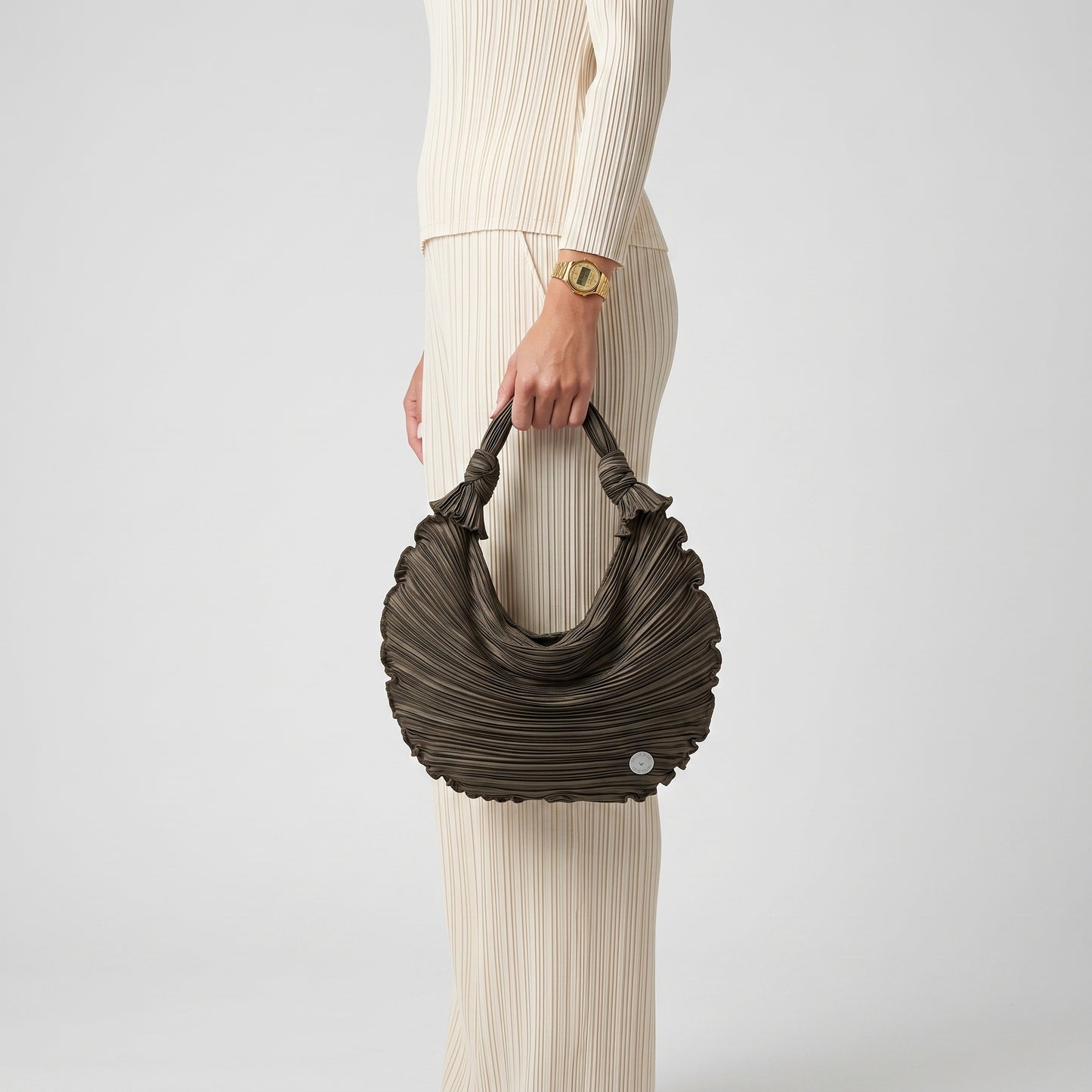 Pleated Crescent Shoulder Bag