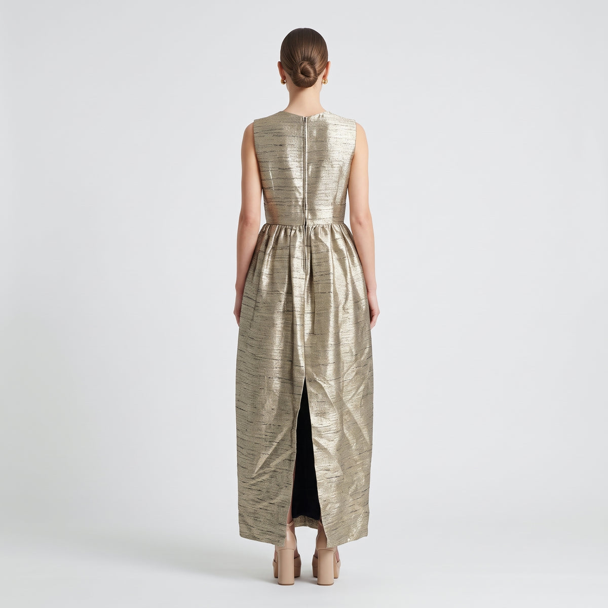 Metallic Textured Fit-and-Flare Dress