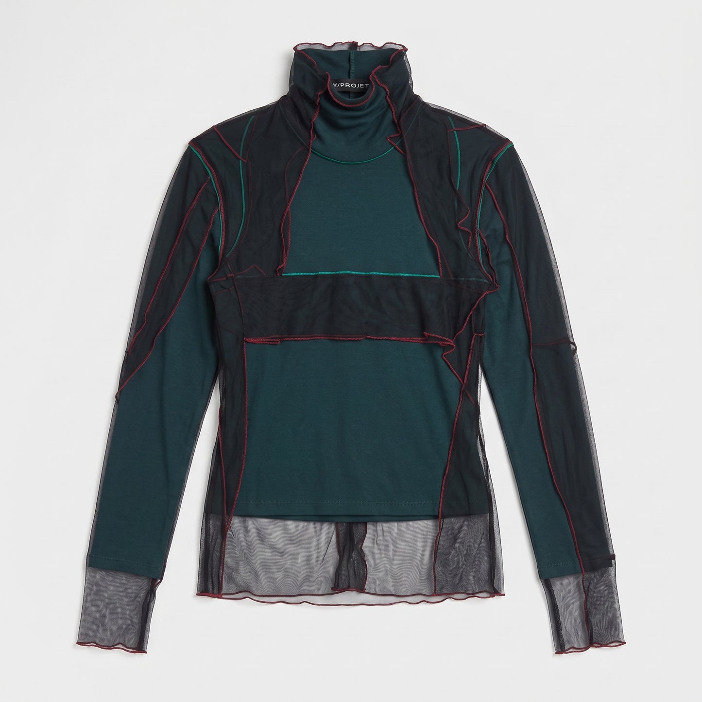 Layered Mesh Turtleneck Top