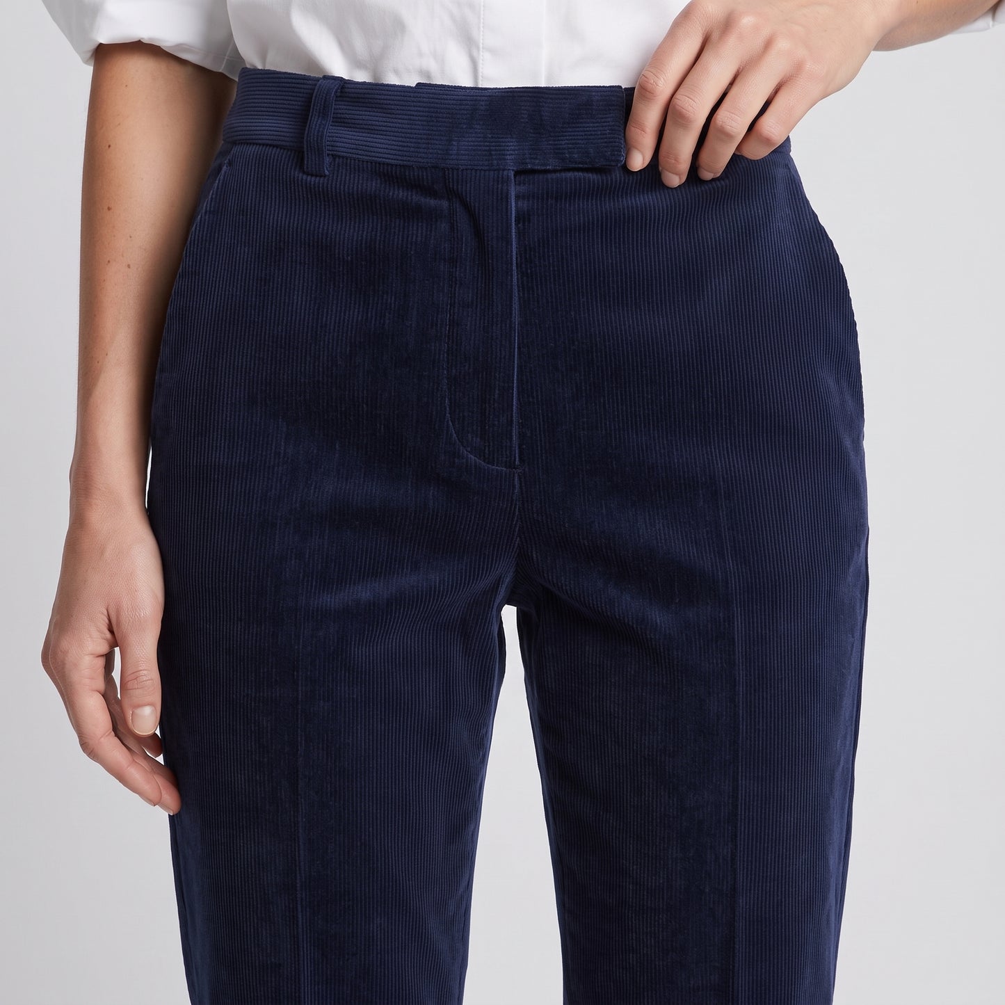 Navy Corduroy Tailored Trousers