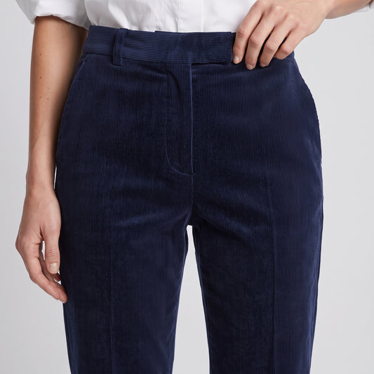Navy Corduroy Tailored Trousers