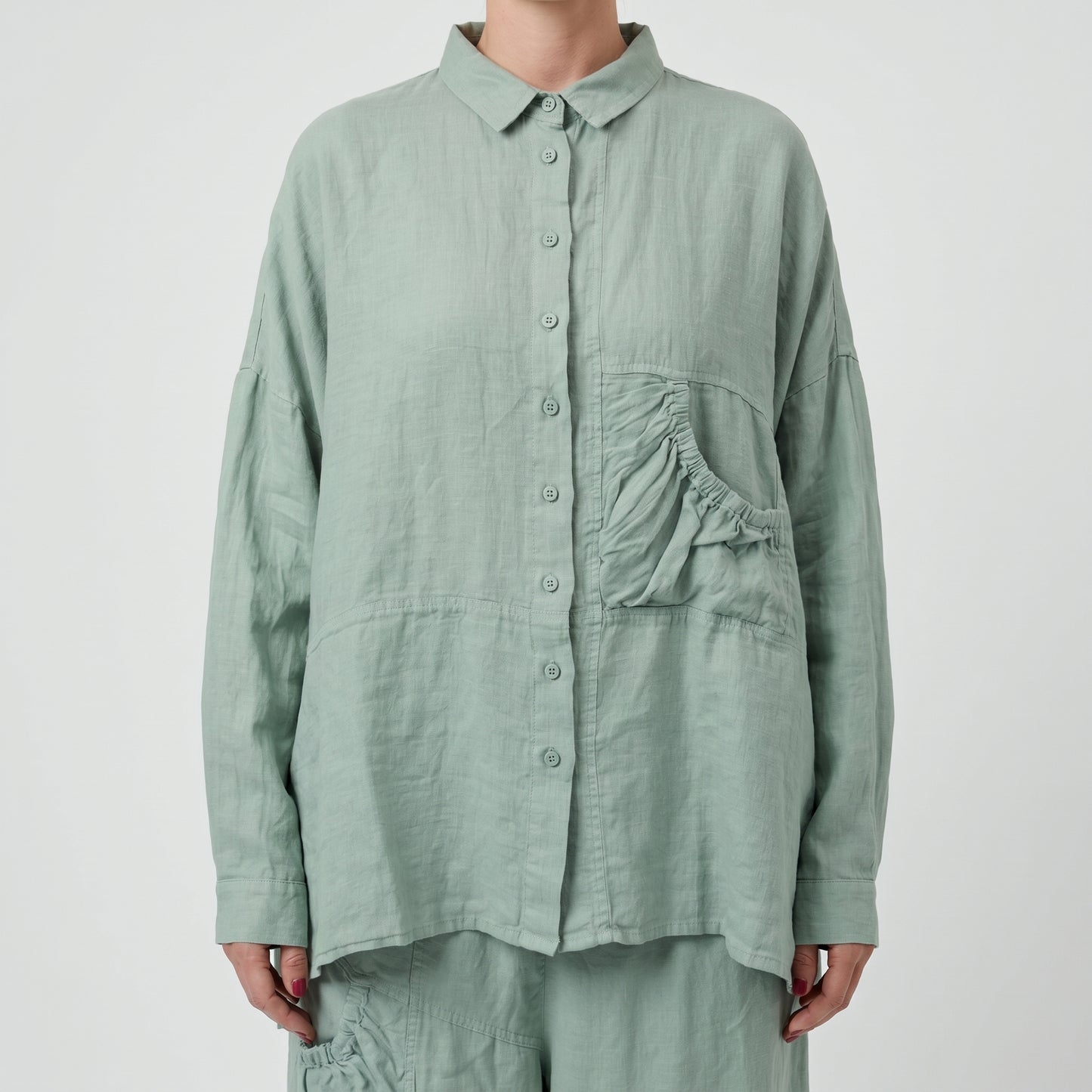 Oversized Sage Linen Shirt