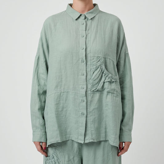 Oversized Sage Linen Shirt