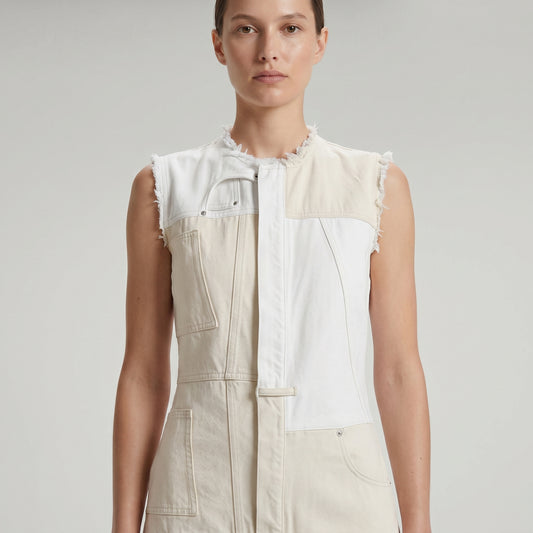 Patchwork Denim Midi Dress