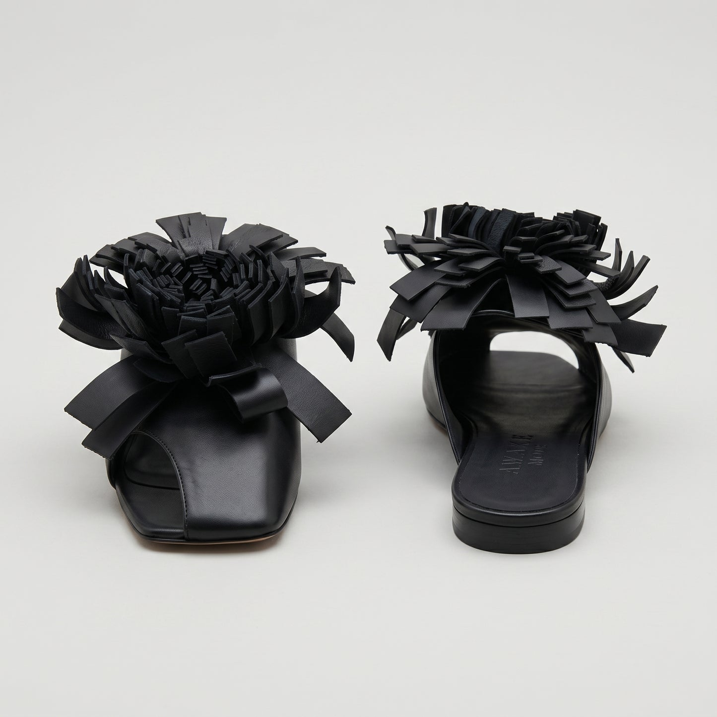 Floral Fringe Leather Slides