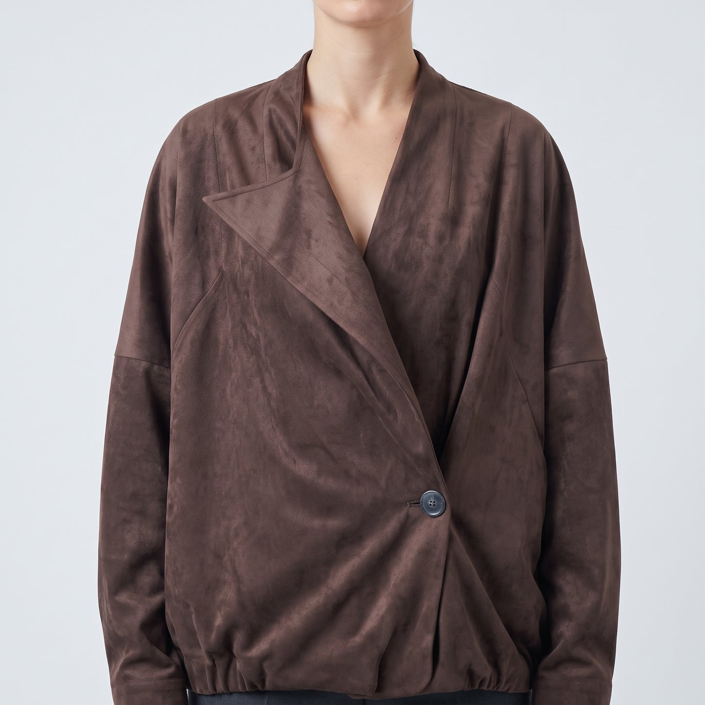 Structured Suede Wrap Jacket