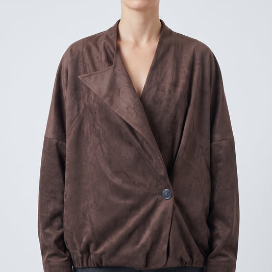 Structured Suede Wrap Jacket