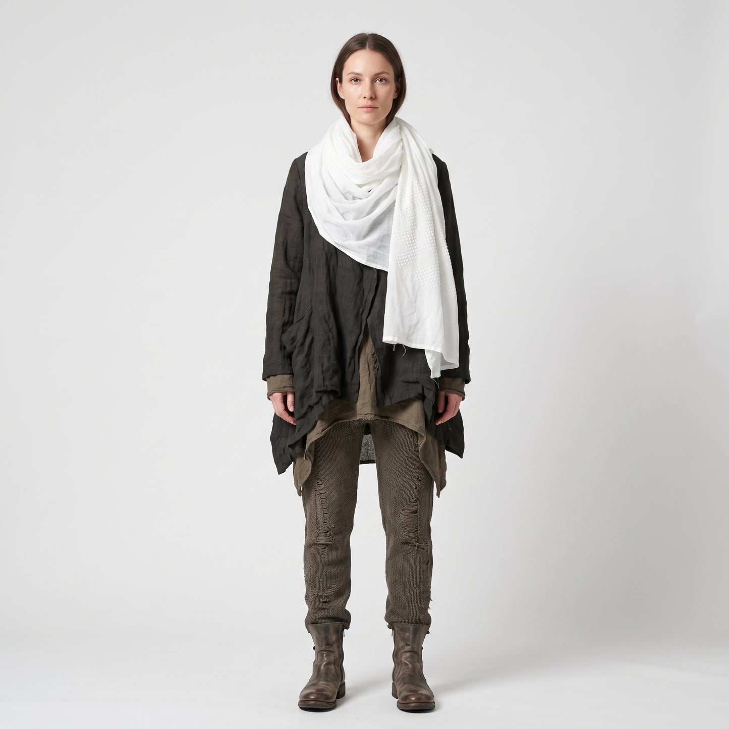 Textured Linen Square Scarf