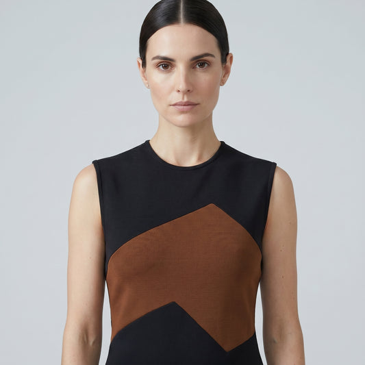 Geometric Color-Block Knit Dress