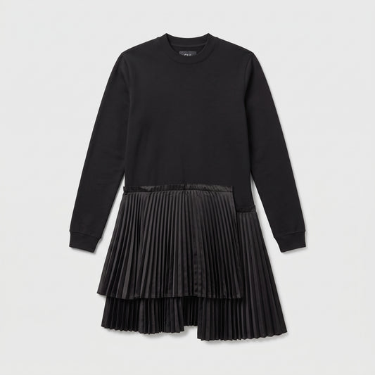 Pleated Hem Cotton Sweatshirt Dress