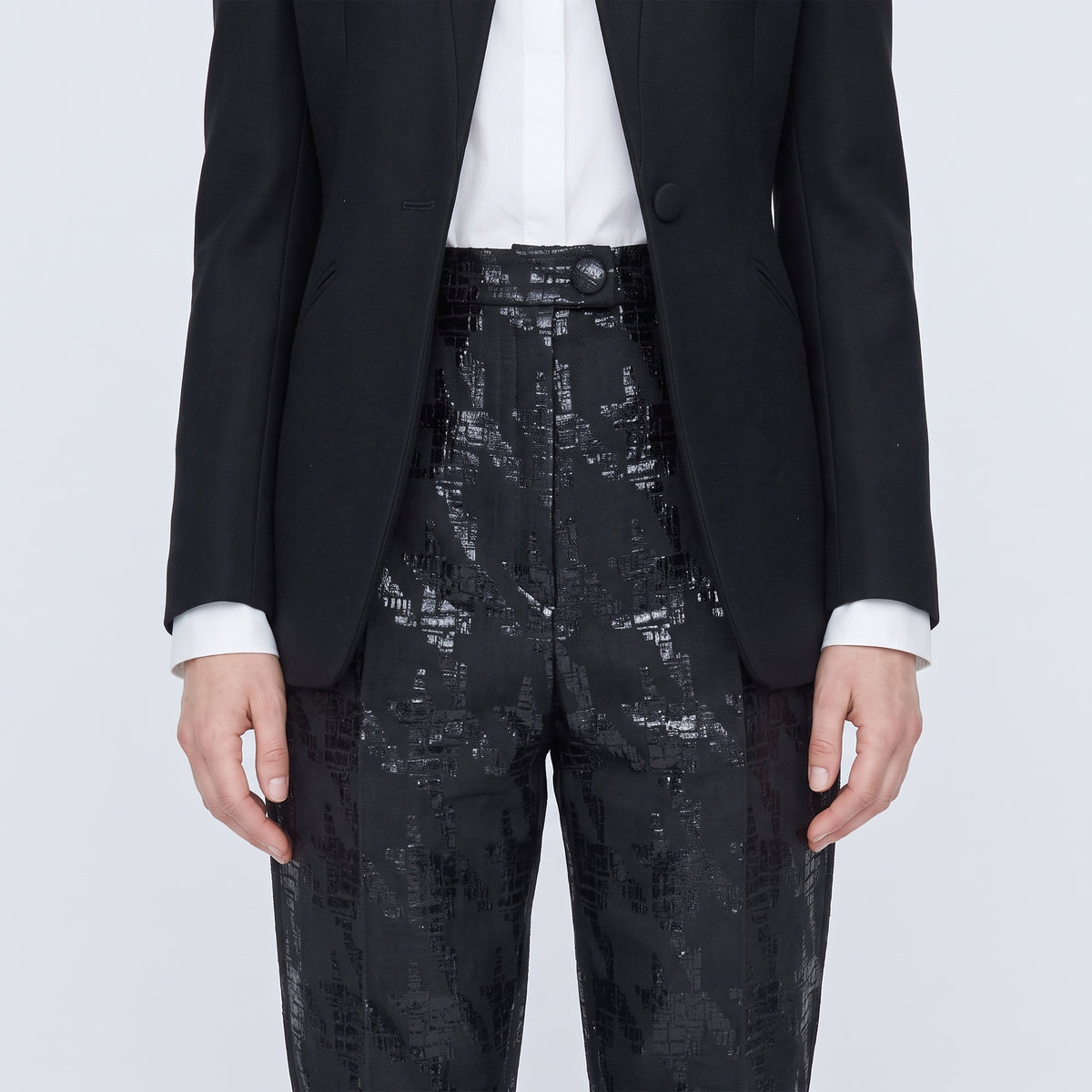 Metallic Jacquard Tailored Trousers