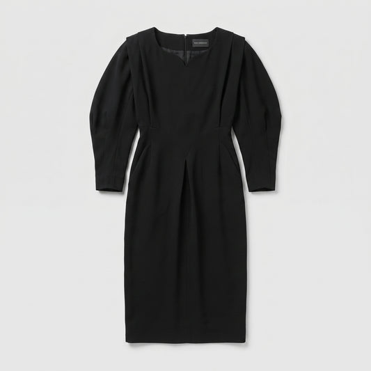 Structured Black Midi Dress
