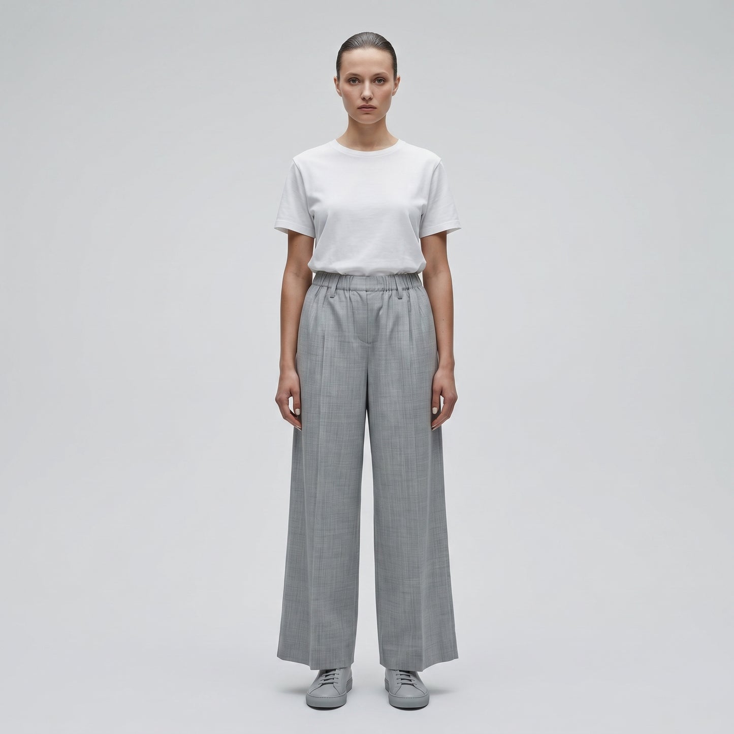 Tailored Wide-Leg Grey Trousers