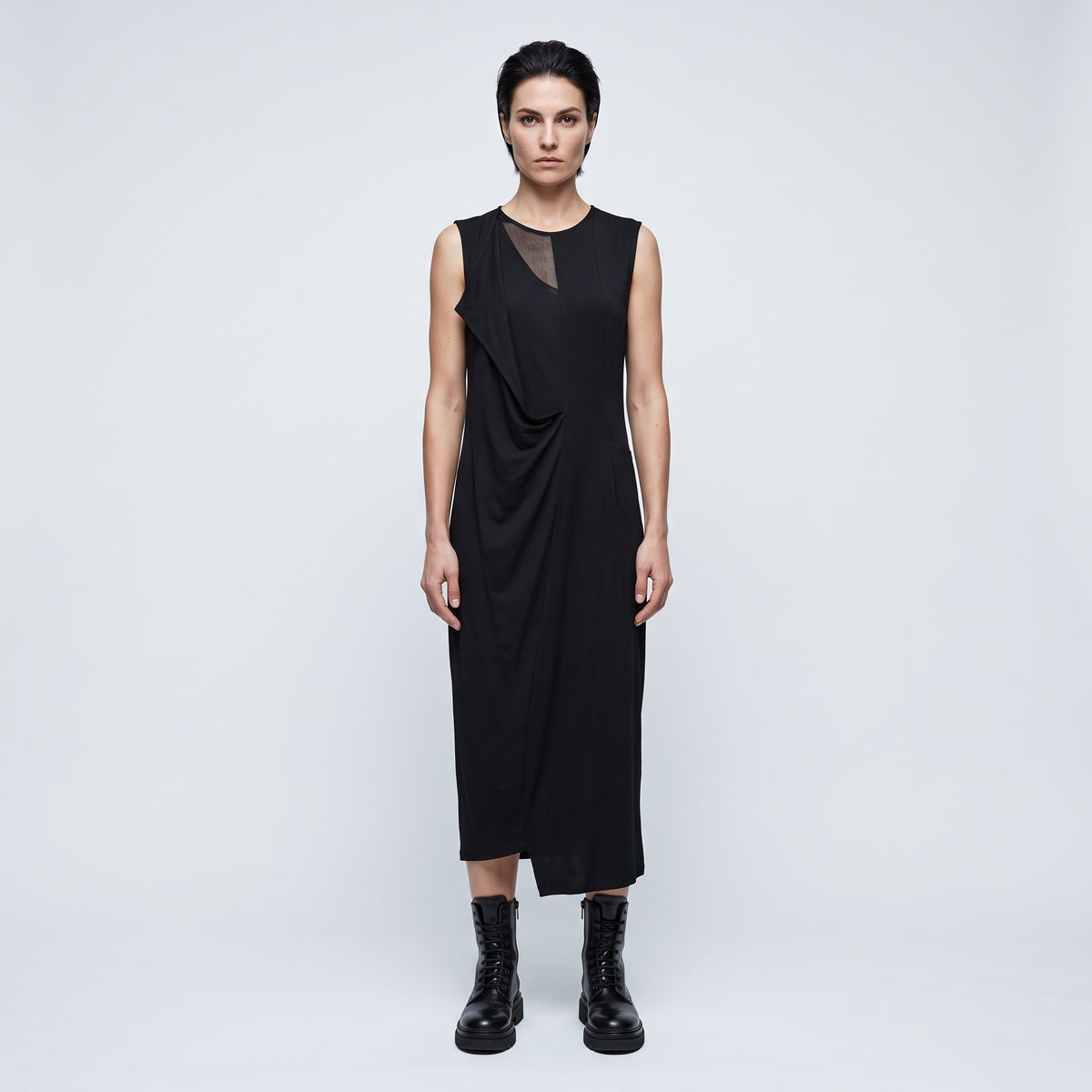 Asymmetric Sleeveless Jersey Dress