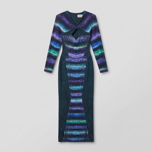 Abstract Print Cutout Midi Dress