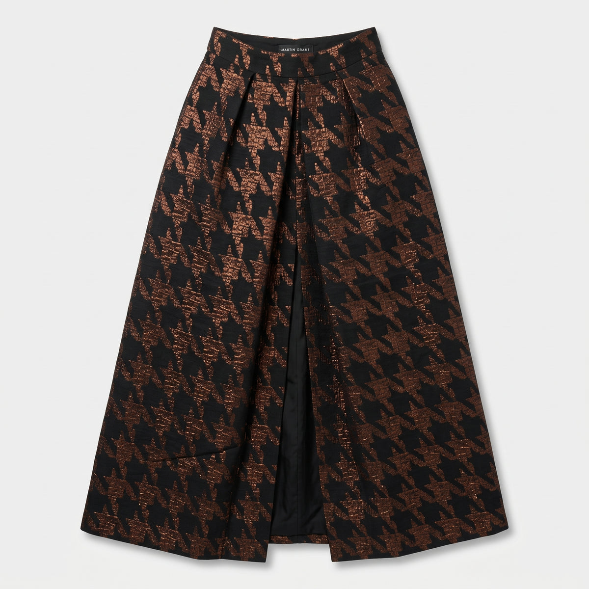 Metallic Houndstooth A-Line Skirt