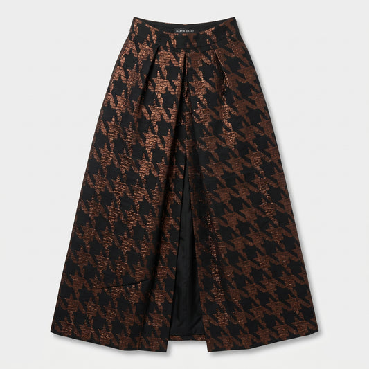 Metallic Houndstooth A-Line Skirt