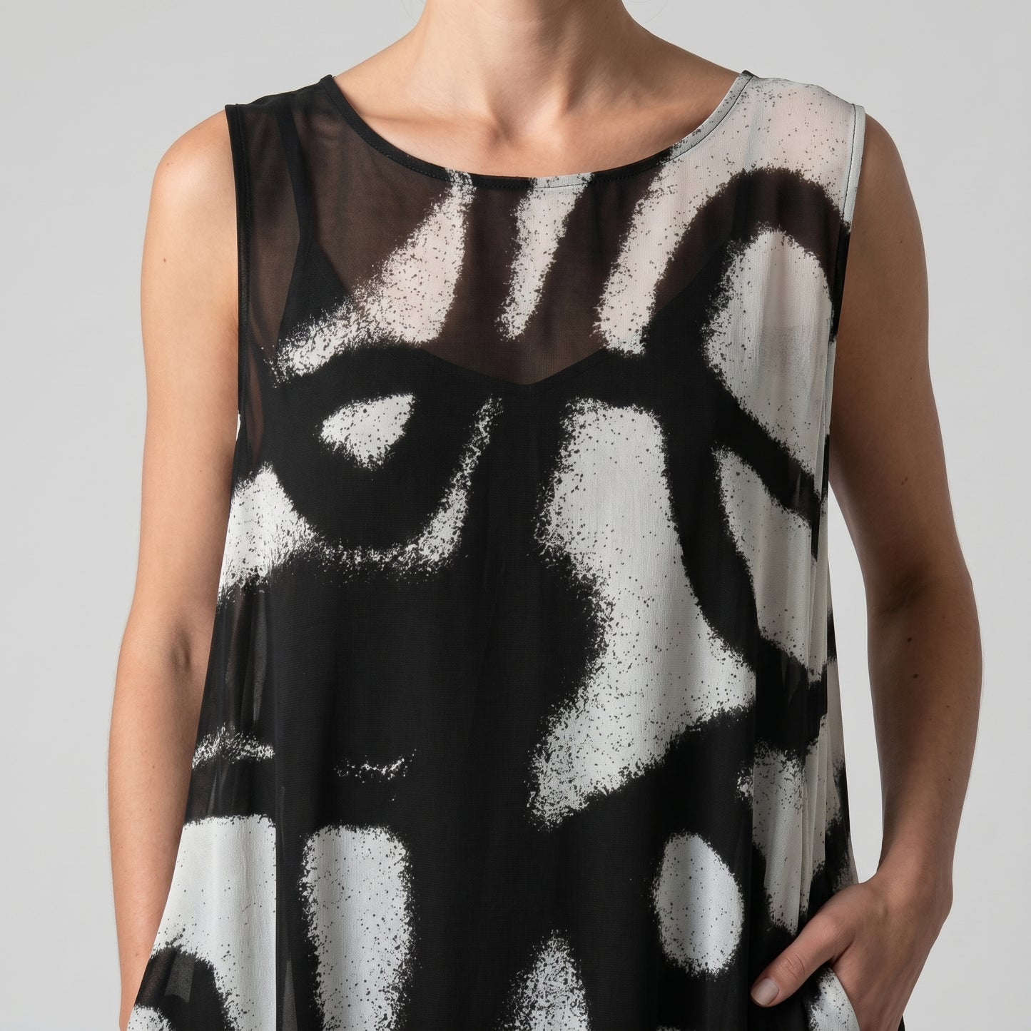 Monochrome Abstract Sleeveless Dress