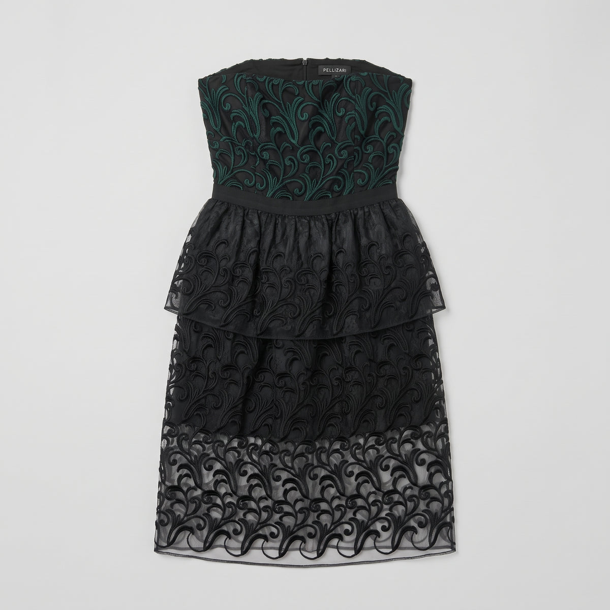 Embroidered Tiered Strapless Midi Dress