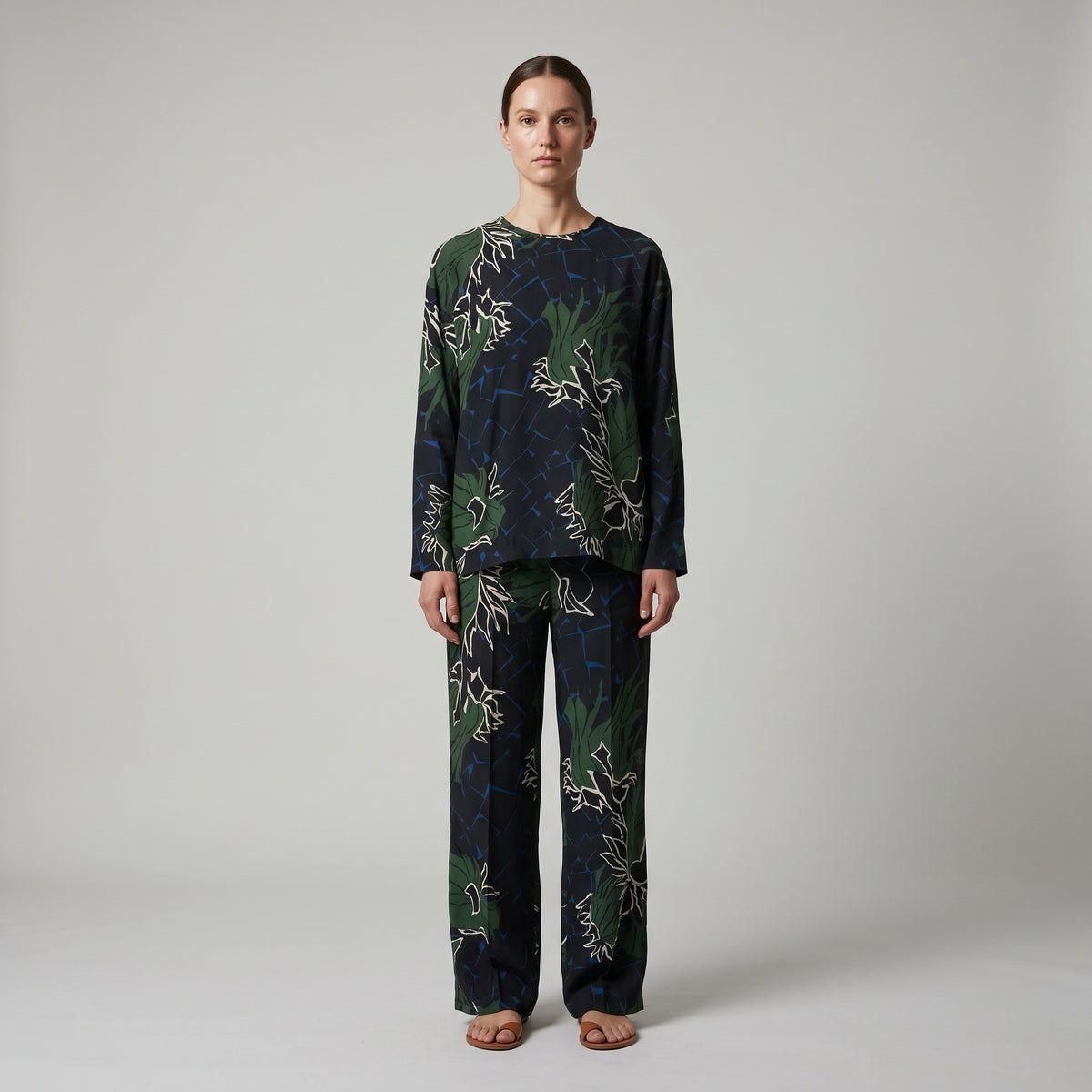 Floral Print Long-Sleeve Blouse