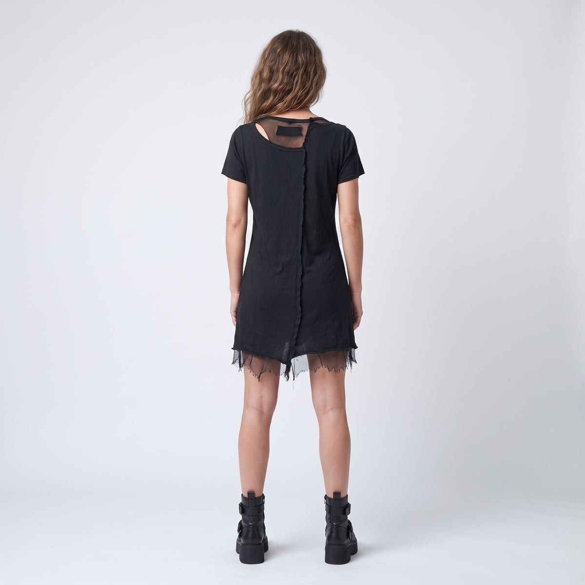 Raw Edge Black Cotton Tee