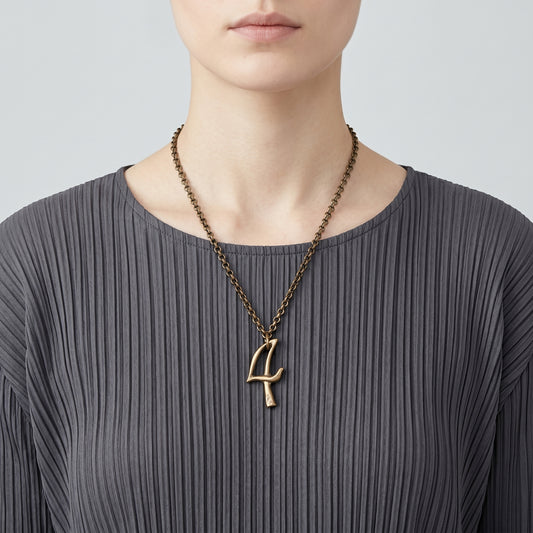 Vintage Bronze Number Pendant Necklace