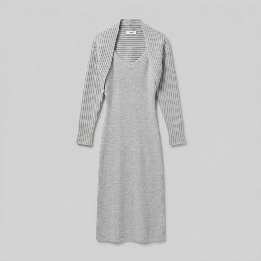 Ribbed Knit Midi Dress Set