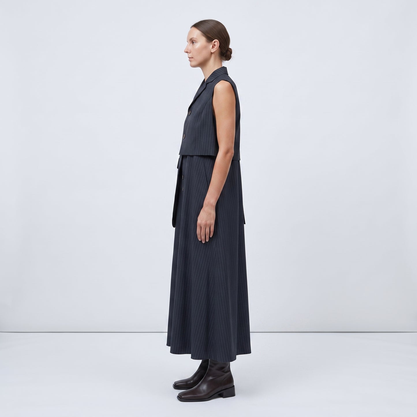 Tailored Pinstripe Sleeveless Coat