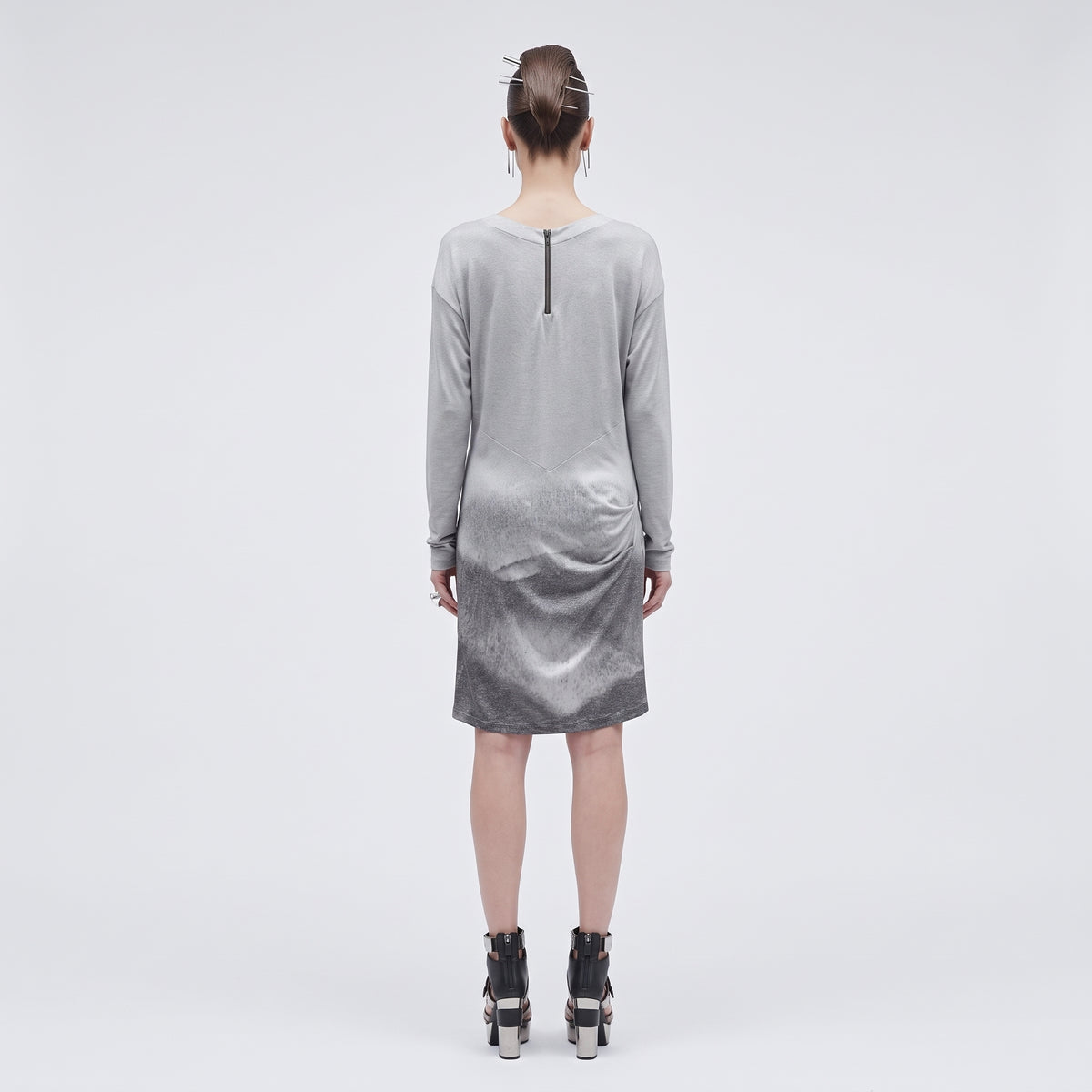 Draped Ombre Long Sleeve Top