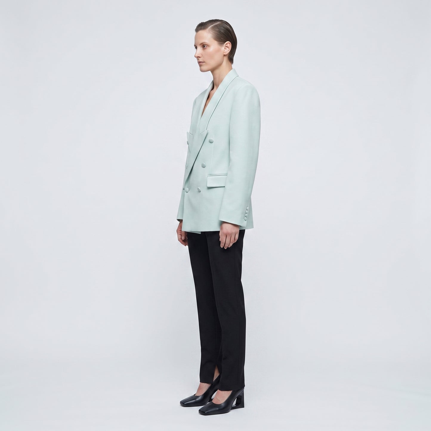 Tailored Double-Breasted Mint Blazer