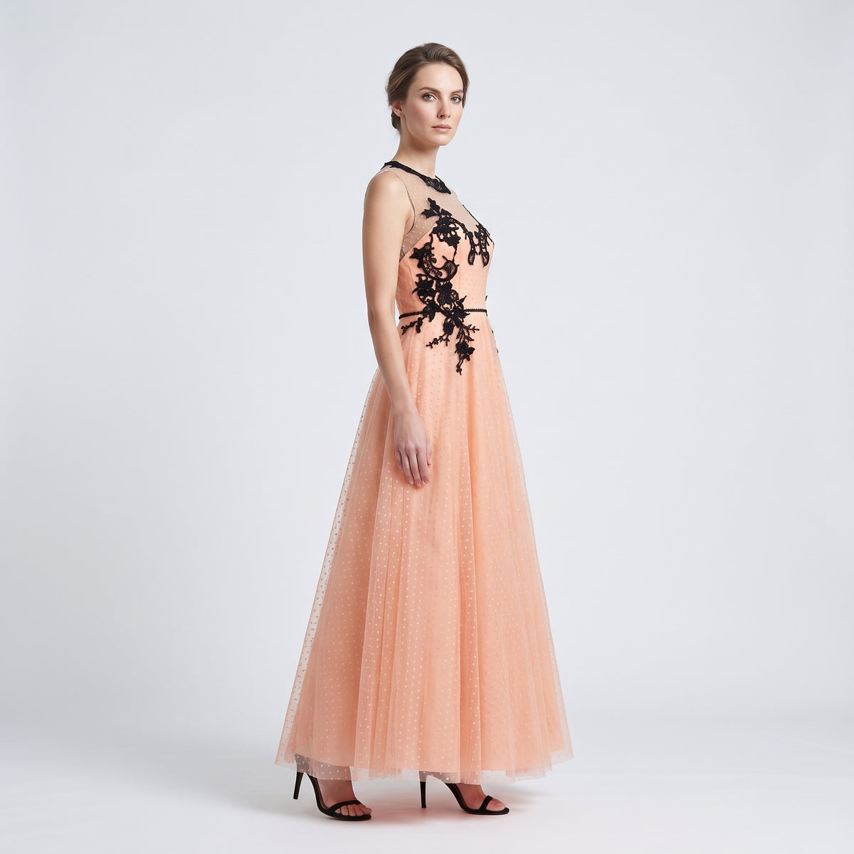 Embroidered Tulle Midi Dress