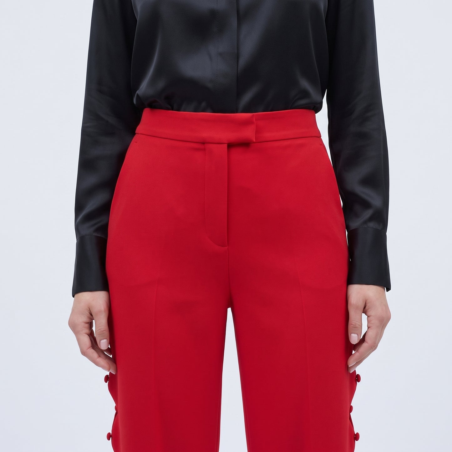 Red Scalloped Detail Trousers