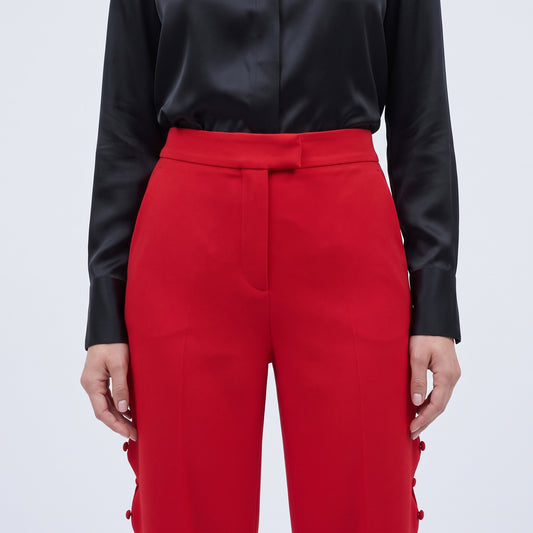 Red Scalloped Detail Trousers