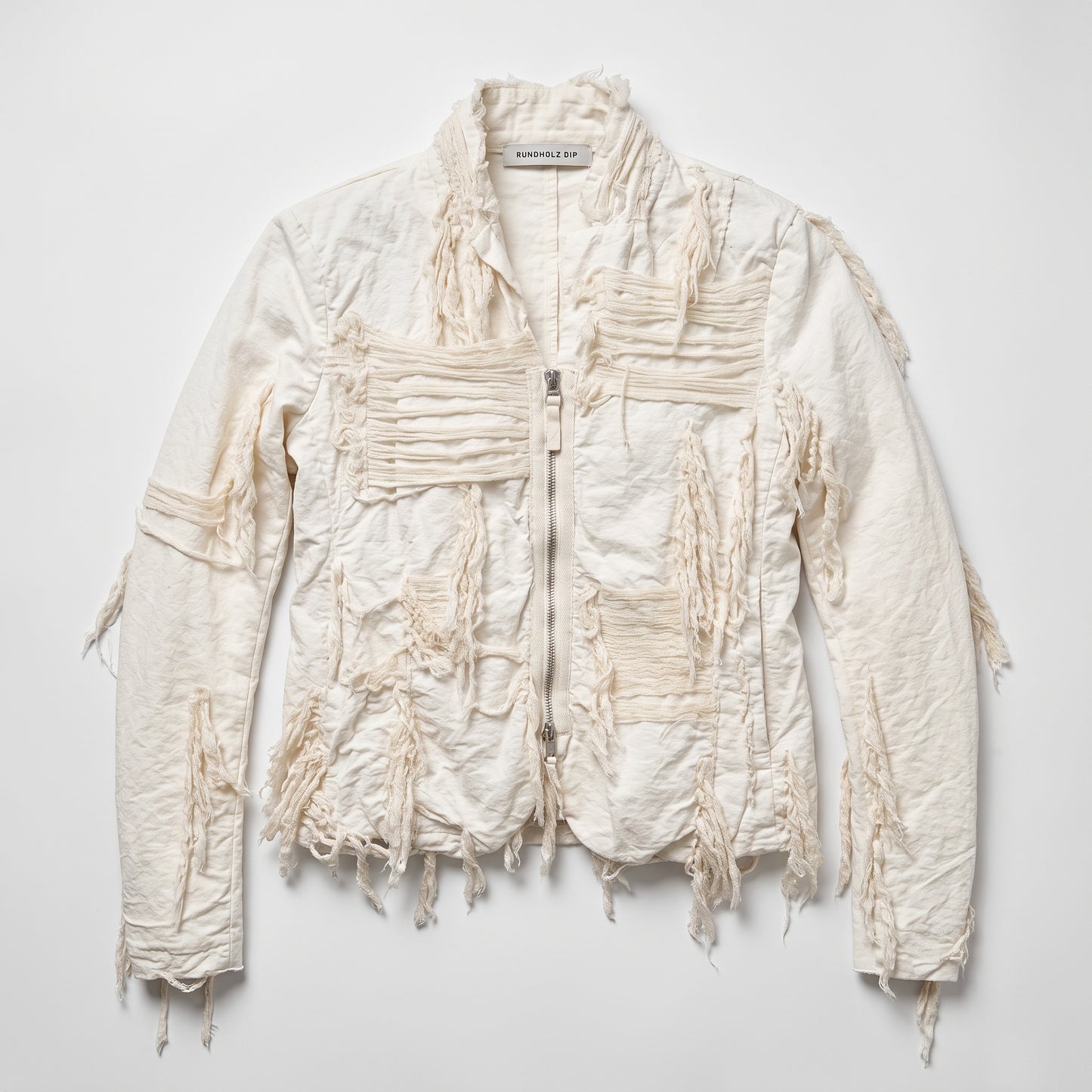 Distressed Fringe Zip Jacket