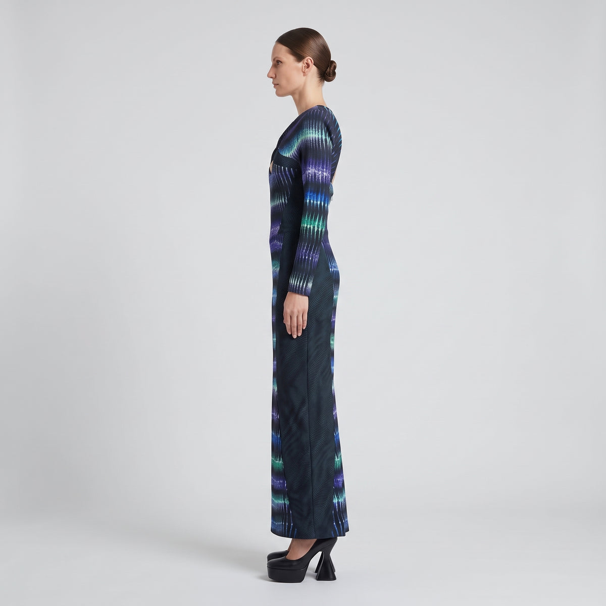 Abstract Print Cutout Midi Dress