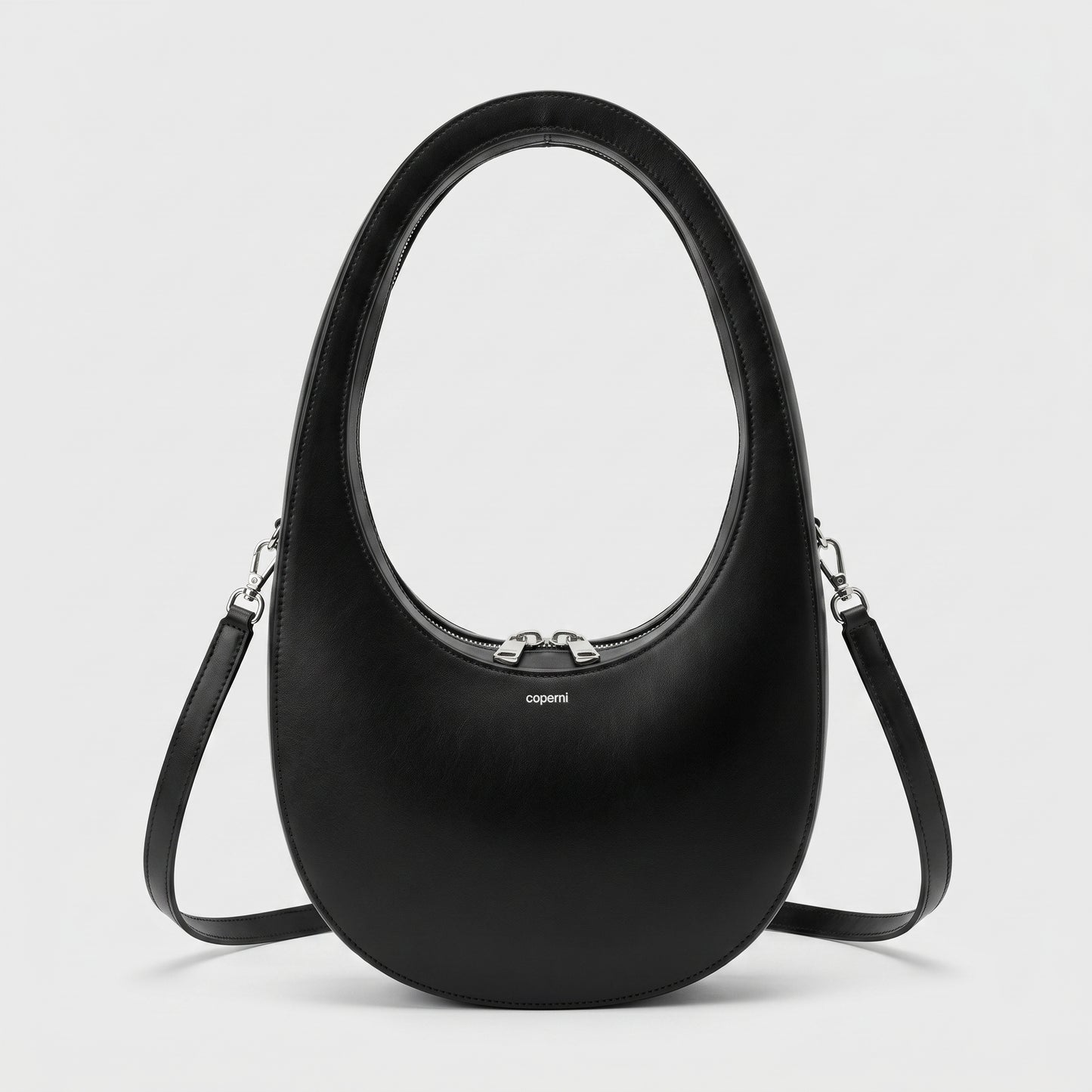 Architectural Leather Moon Bag